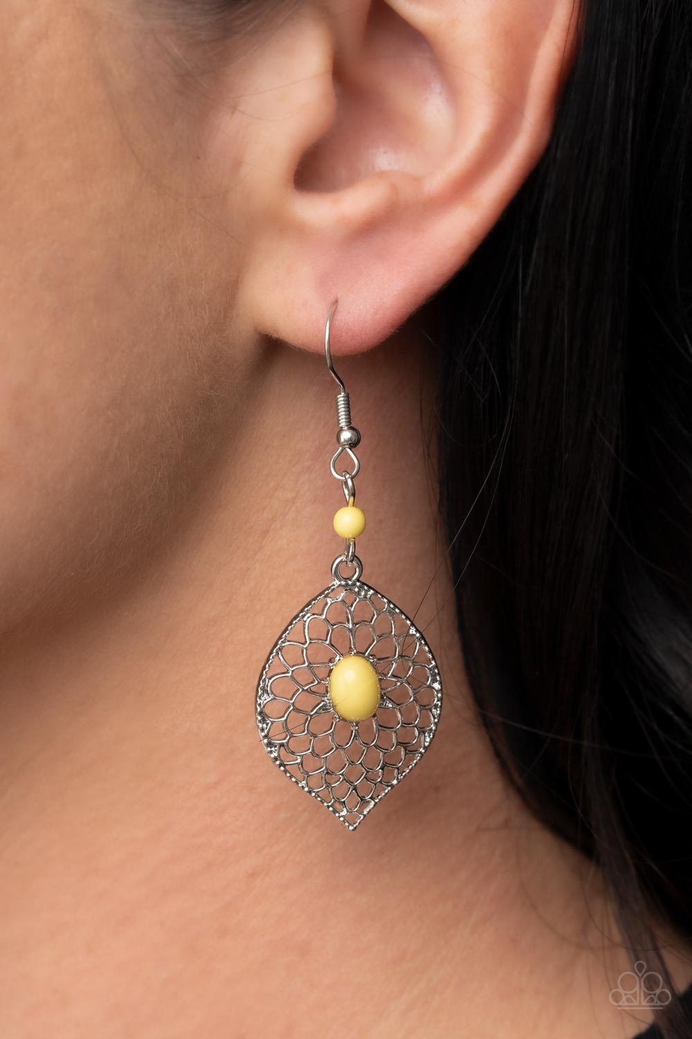 Perky Perennial - Yellow Earrings - Paparazzi Accessories - Alies Bling Bar