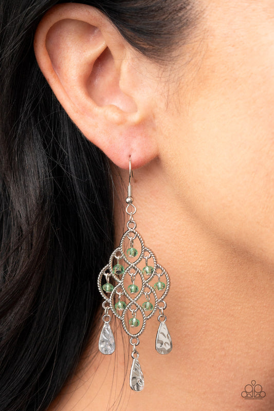 Paparazzi - Sentimental Shimmer - Green Earrings - Alies Bling Bar