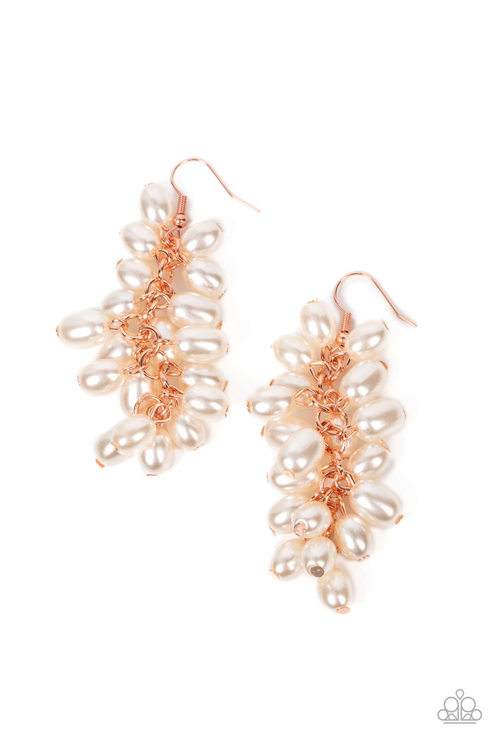 Pearl Posse - Copper Earrings - Paparazzi Accessories - Alies Bling Bar