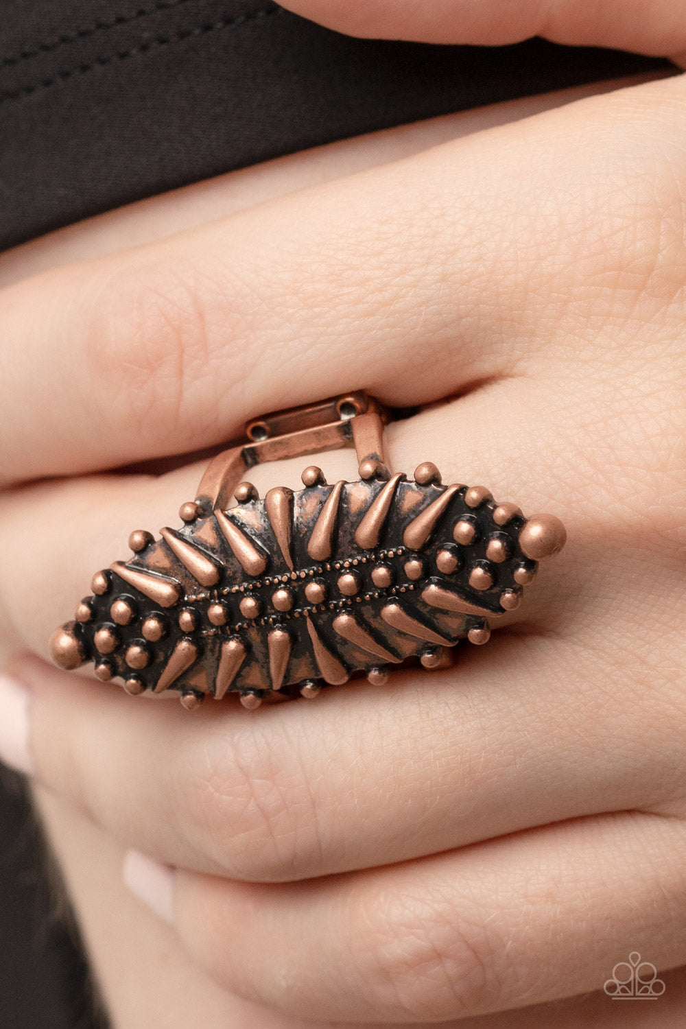 Bump, Set, Spike! - Copper Ring - Paparazzi Accessories - Alies Bling Bar