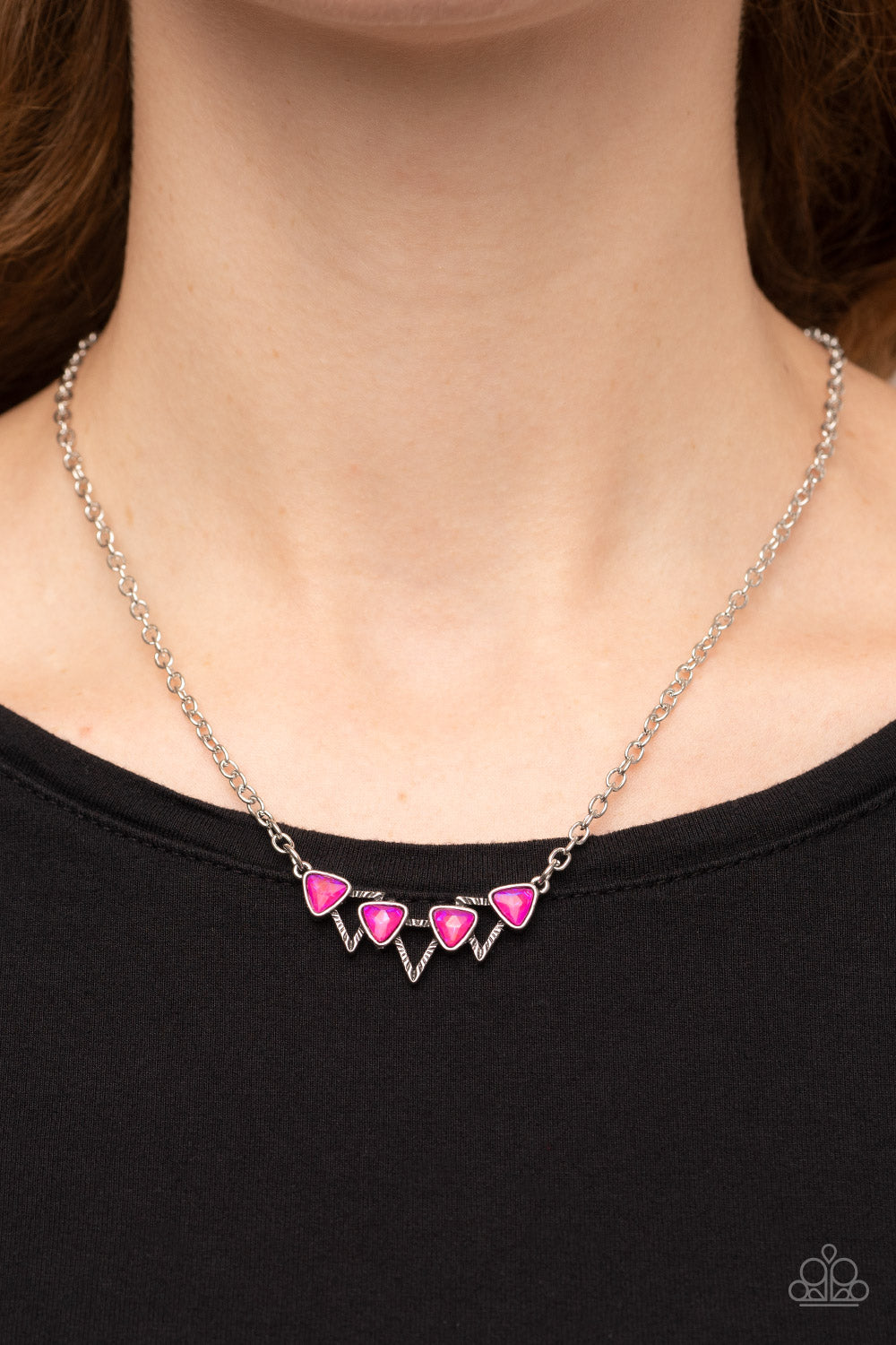 Paparazzi - Pyramid Prowl - Pink Necklace - Alies Bling Bar