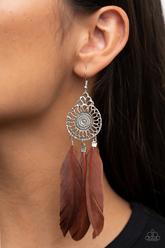 Paparazzi - Pretty in PLUMES - Brown Earrings - Alies Bling Bar