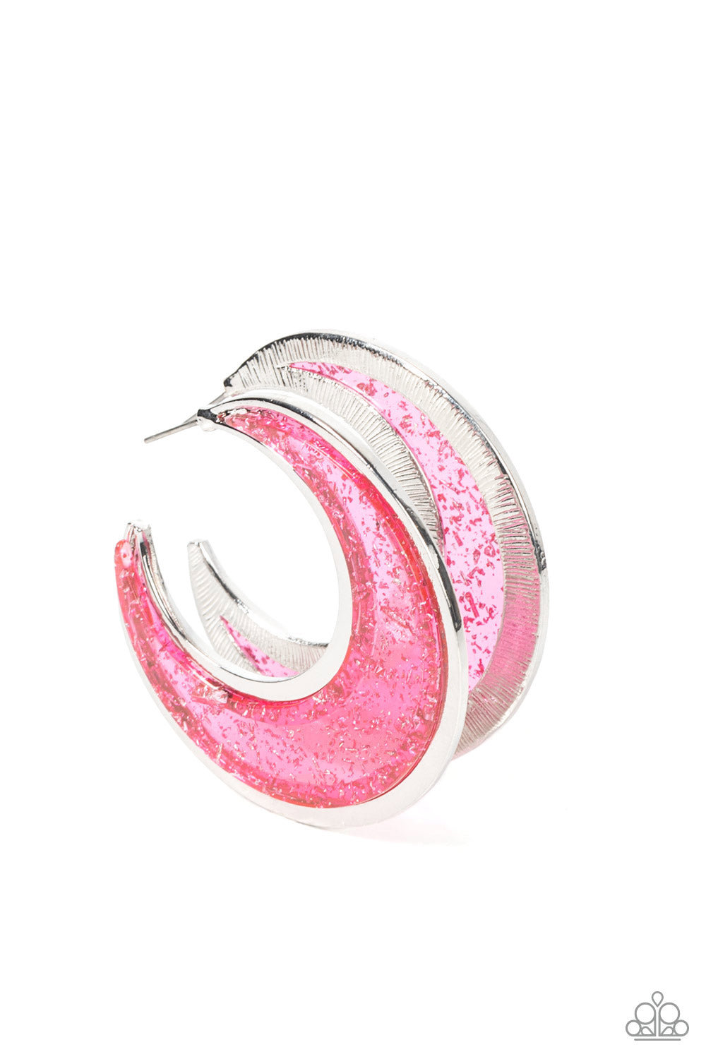 Paparazzi - Charismatically Curvy - Pink Earrings - Alies Bling Bar