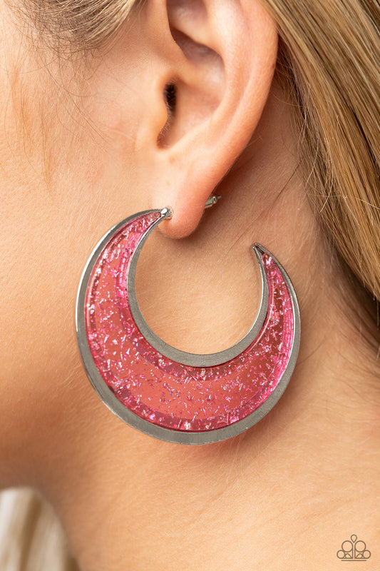 Paparazzi - Charismatically Curvy - Pink Earrings