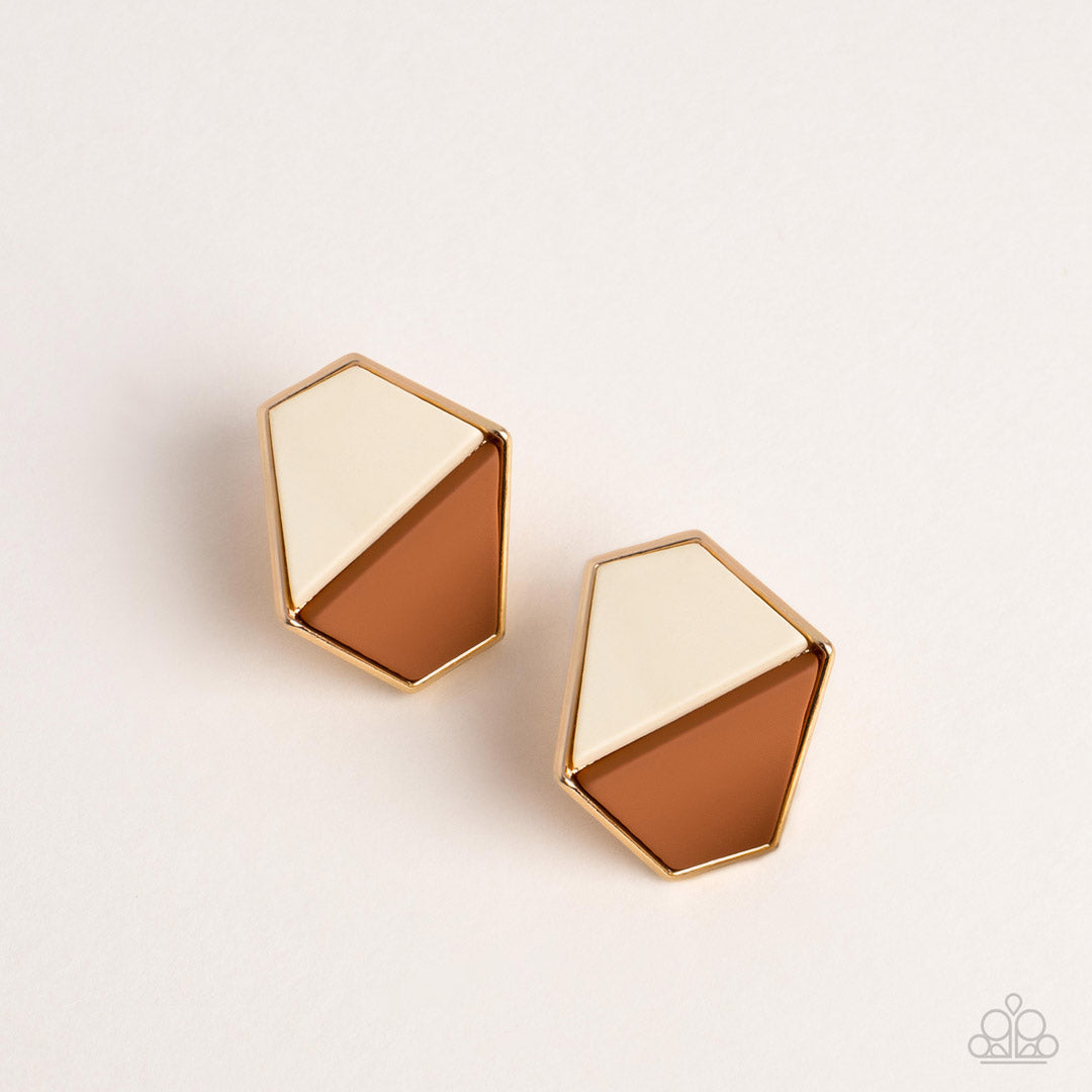 Paparazzi - Generically Geometric - Brown  Earrings - Alies Bling Bar