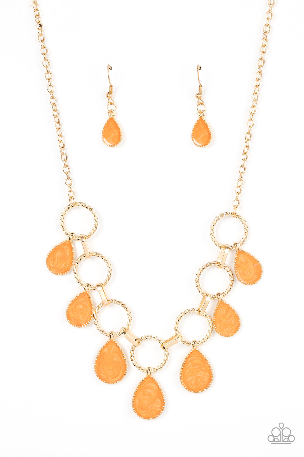 Golden Glimmer - Orange Necklace -Paparazzi Accessories - Alies Bling Bar