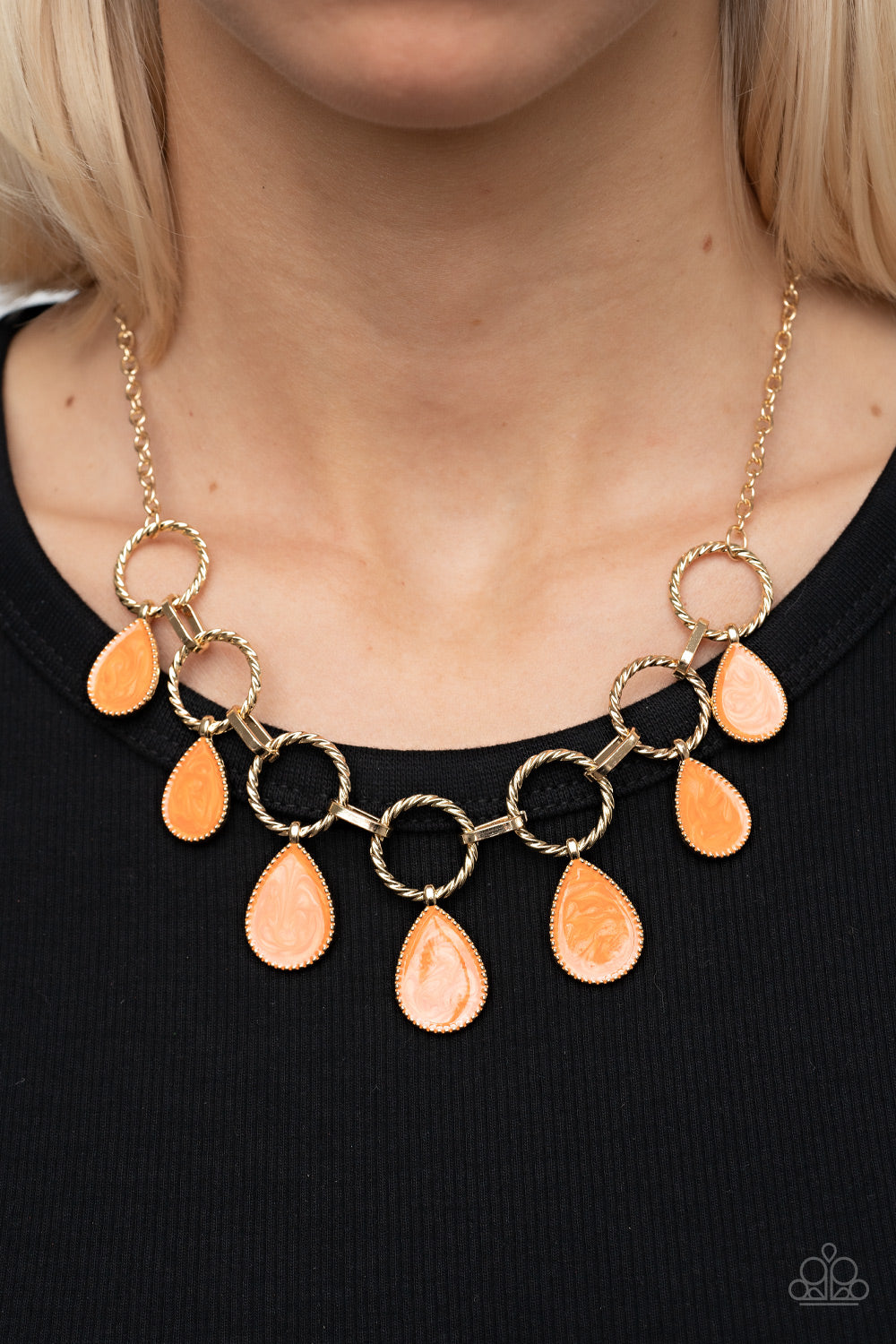 Golden Glimmer - Orange Necklace -Paparazzi Accessories - Alies Bling Bar