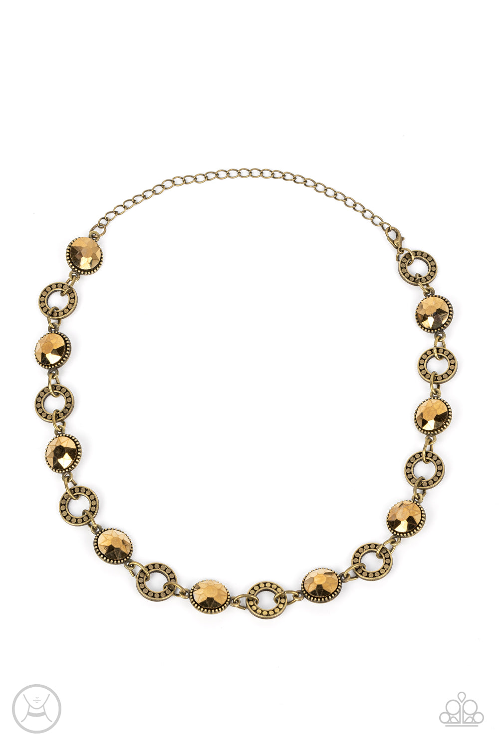 Paparazzi - Rhinestone Rollout - Brass Necklace