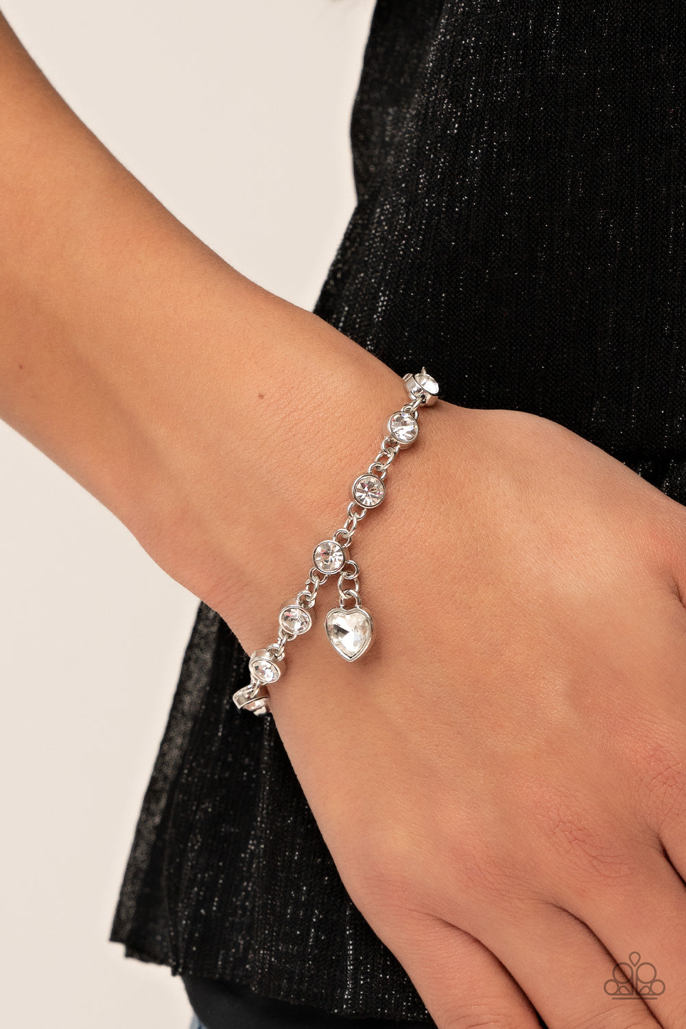 Paparazzi - Truly Lovely - White Heart Bracelet - Alies Bling Bar