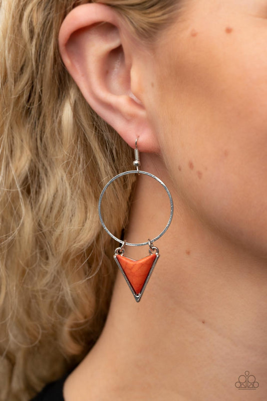 Sahara Shark - Orange Earrings  - Paparazzi Accessories - Alies Bling Bar