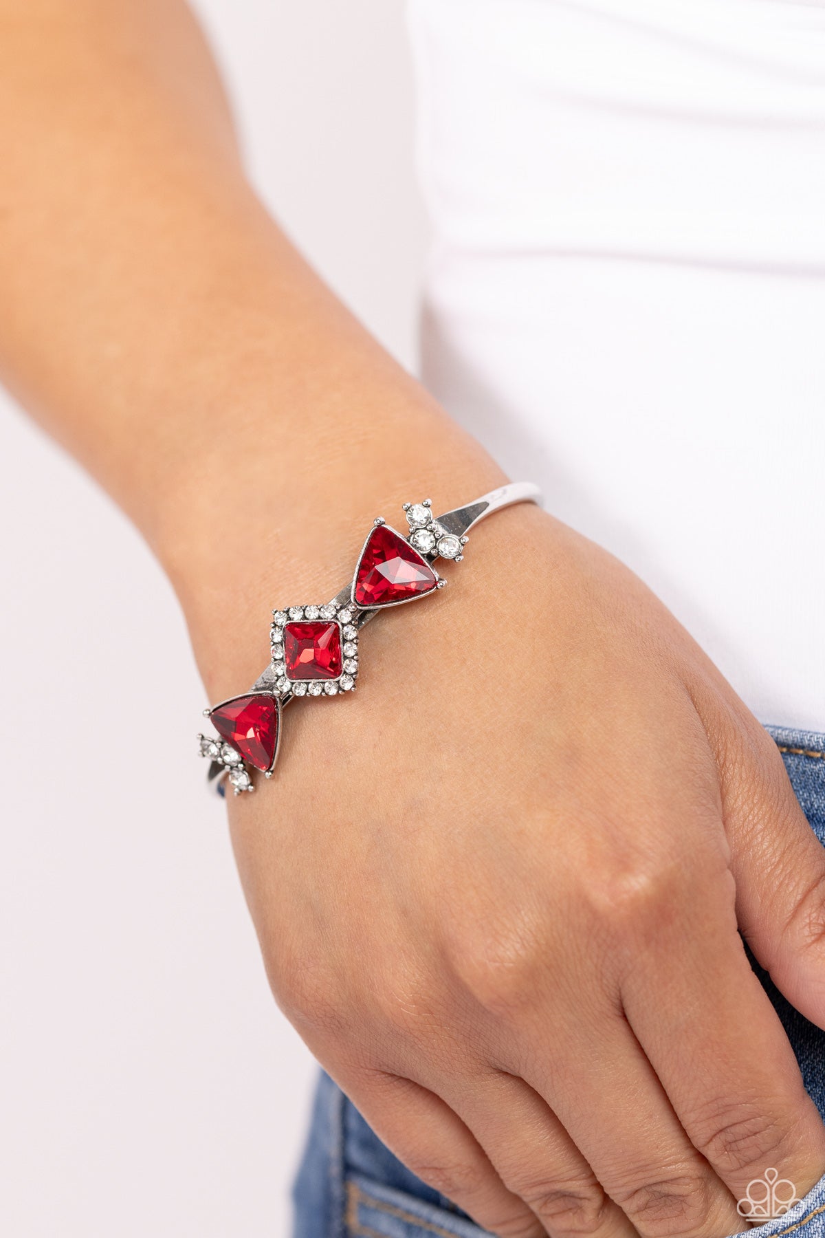 Strategic Sparkle - Red Bracelet - Paparazzi Accessories - Alies Bling Bar