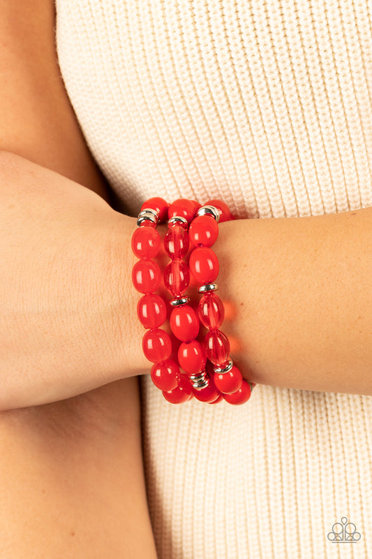 Paparazzi - Coastal Coastin - Red Bracelet - Paparazzi Accessories - Alies Bling Bar