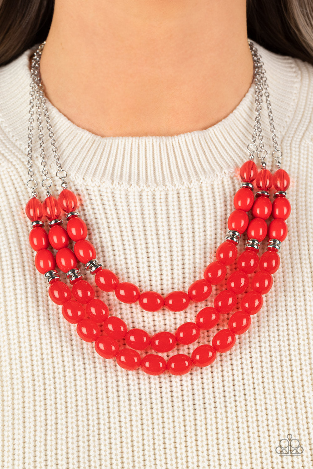 Paparazzi - Coastal Cruise - Red Necklace - Paparazzi Accessories - Alies Bling Bar