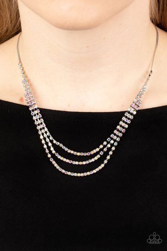 Surreal Sparkle - Multi Iridescent Necklace, - Paparazzi Accessories