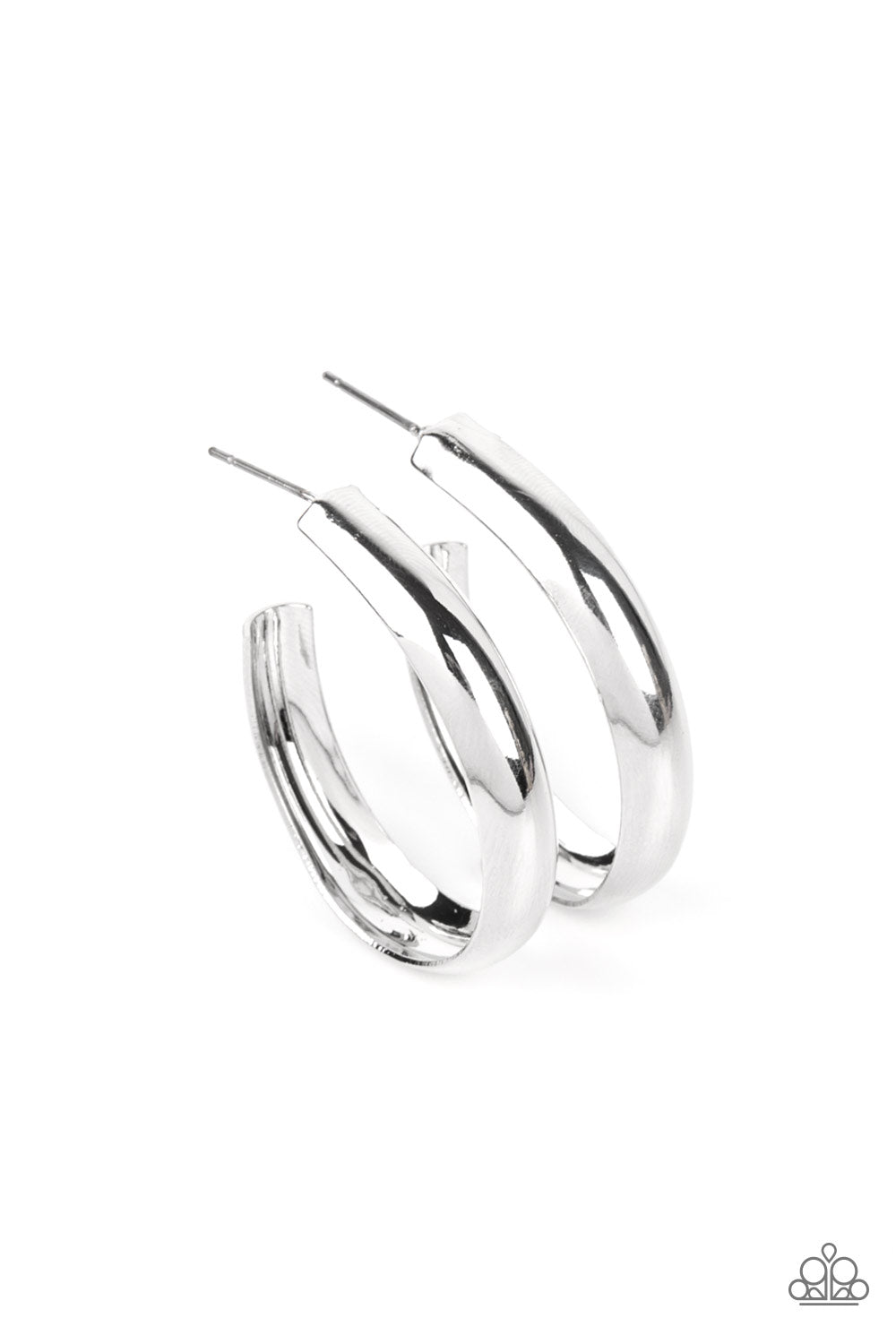 Champion Curves - Silver Hoop Earrings - Paparazzi Accessories - Alies Bling Bar