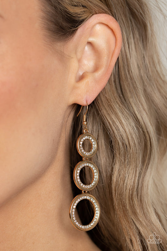 Shimmering in Circles - Gold Earrings - Paparazzi Accessories - Alies Bling Bar