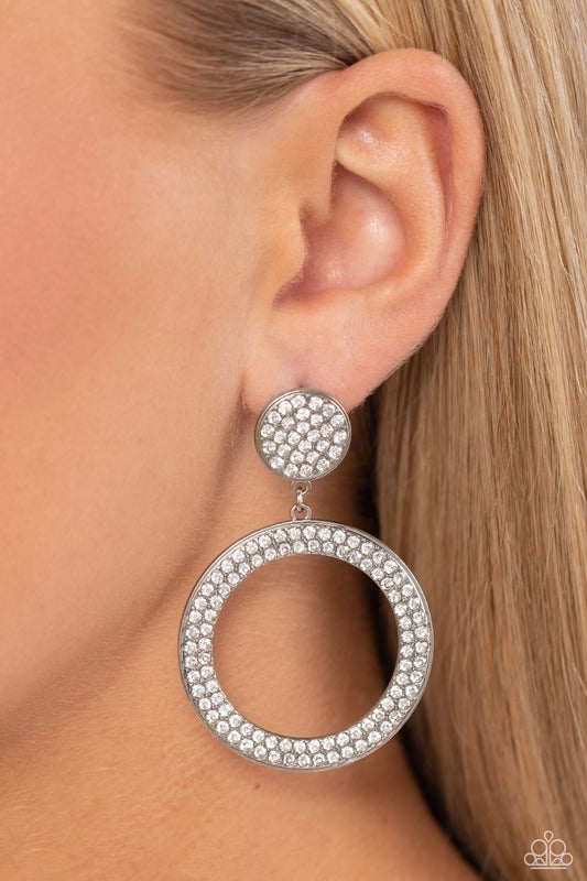 GLOW You Away - White Earrings - Paparazzi Accessories - Alies Bling Bar