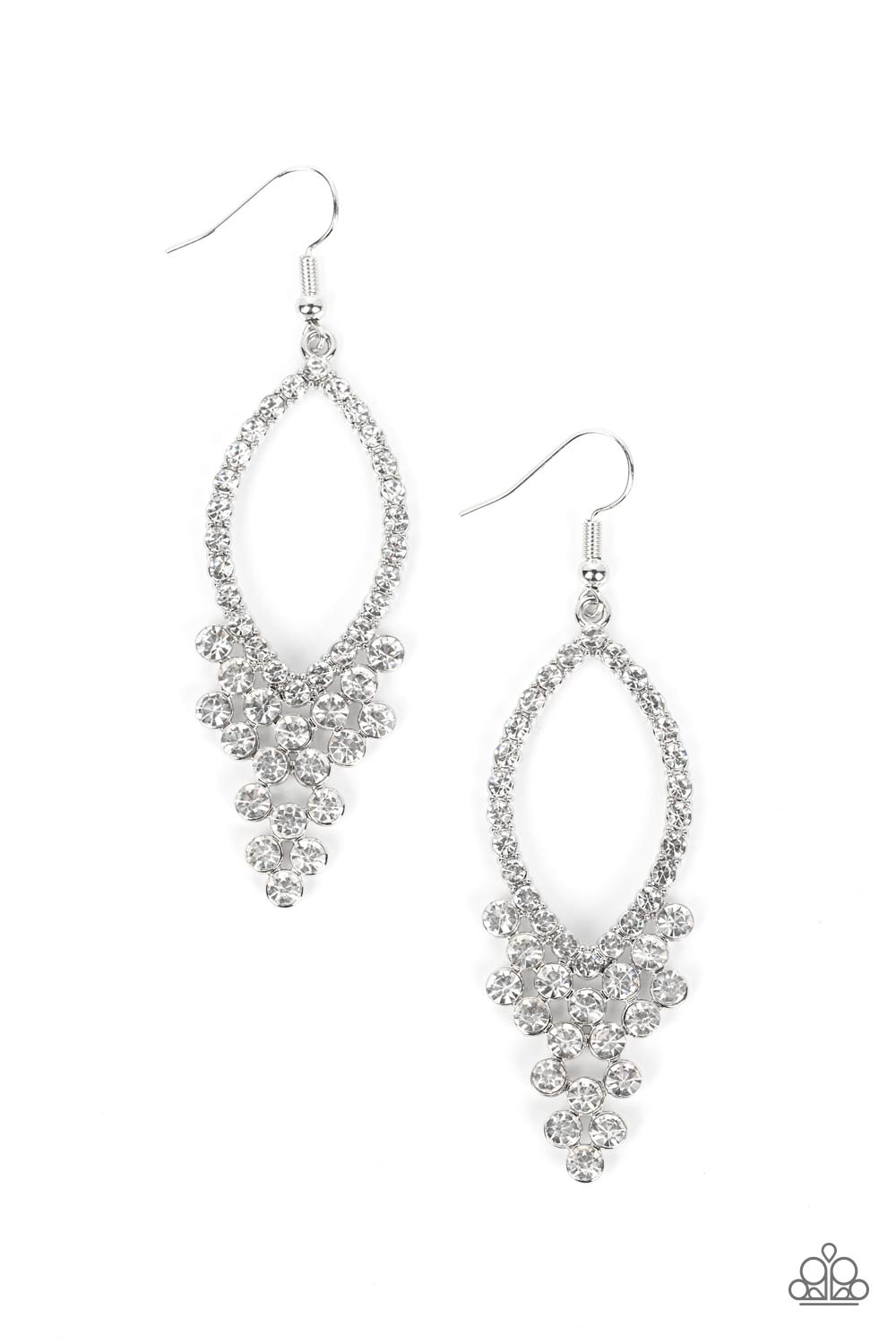 GLOWING off the Deep End - White Earrings - Paparazzi Accessories - Alies Bling Bar