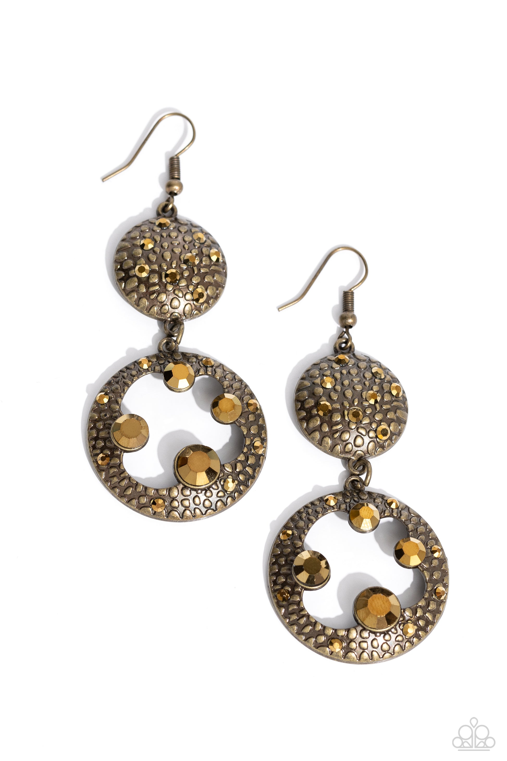 Eastern Entrada - Brass Earrings - Paparazzi Accessories - Alies Bling Bar