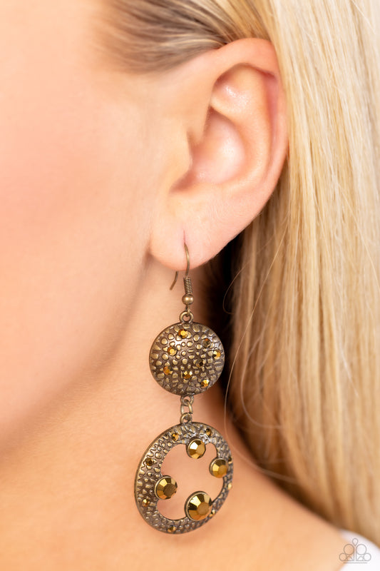 Eastern Entrada - Brass Earrings - Paparazzi Accessories - Alies Bling Bar