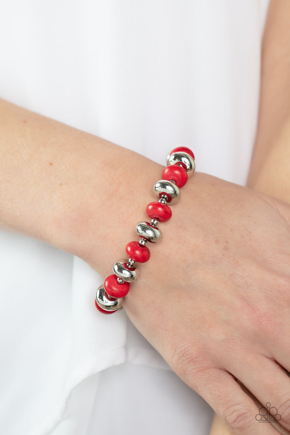 Stone Age Aesthetic - Red Bracelet - Paparazzi Accessories - Alies Bling Bar