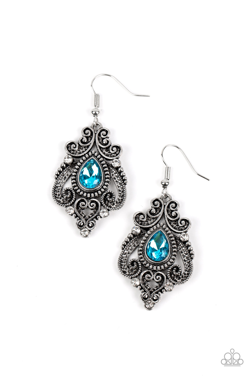 Palace Perfection - Blue Earrings  - Paparazzi Accessories - Alies Bling Bar