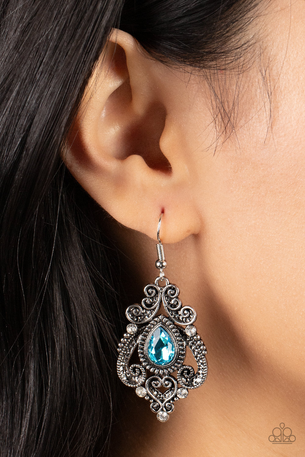 Palace Perfection - Blue Earrings  - Paparazzi Accessories - Alies Bling Bar