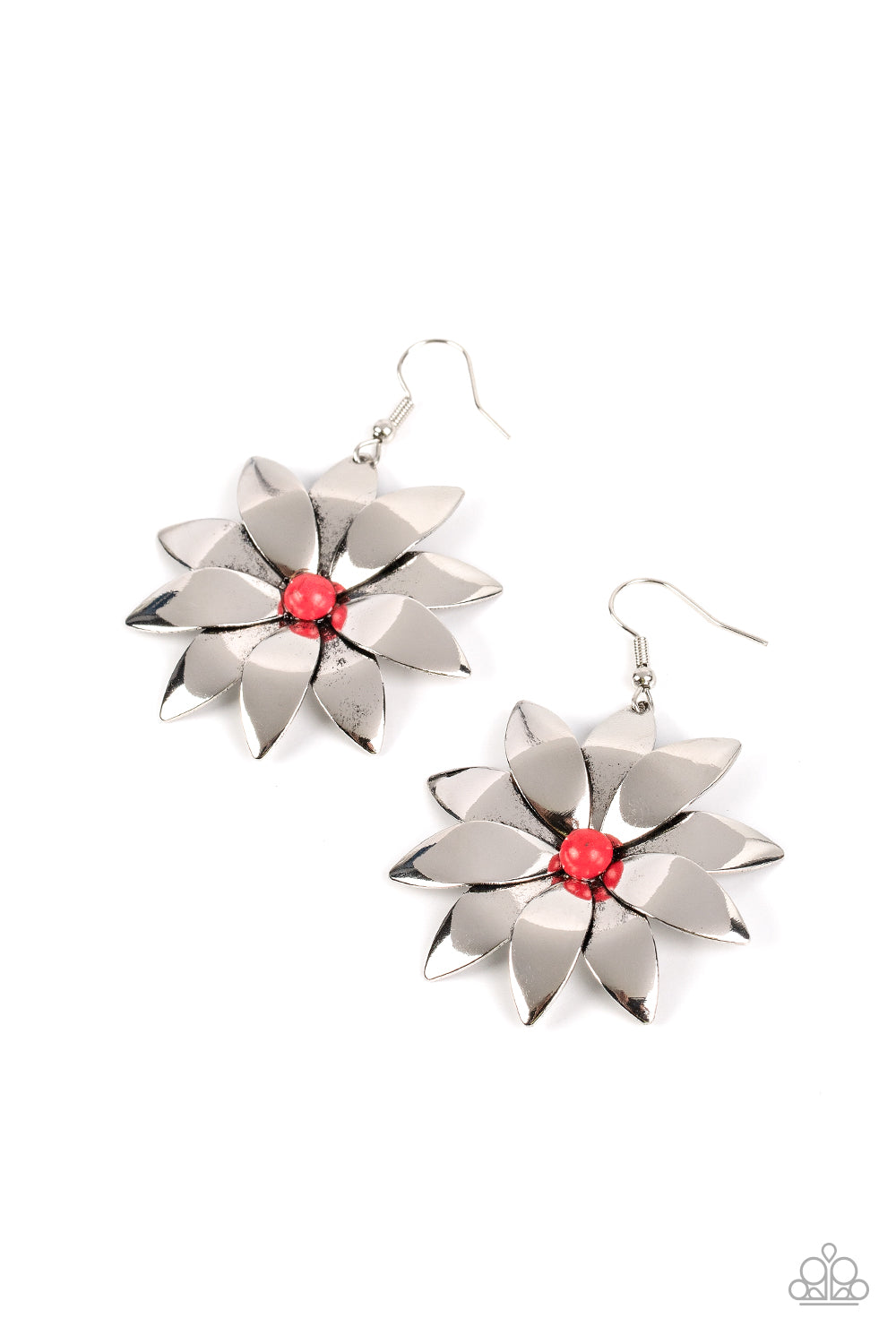 Pinwheel Prairies - Red Earrings - Paparazzi Accessories - Alies Bling Bar