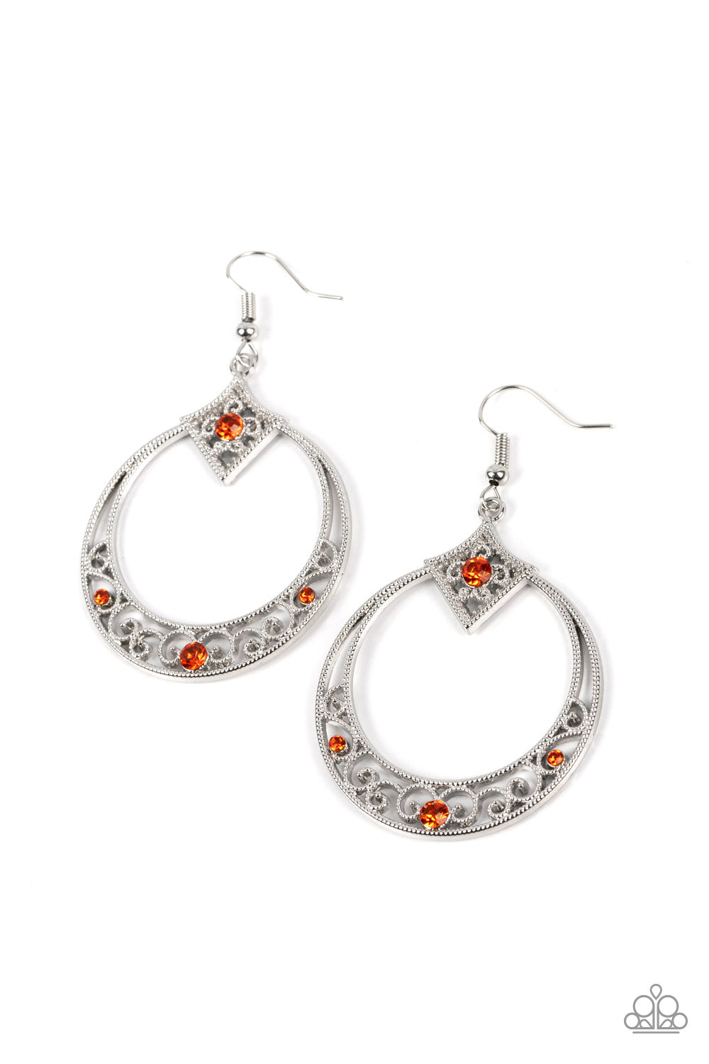 Royal Resort - Orange Earrings - Paparazzi Accessories - Alies Bling Bar