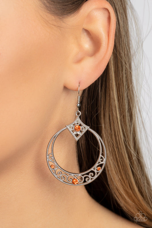 Royal Resort - Orange Earrings - Paparazzi Accessories - Alies Bling Bar