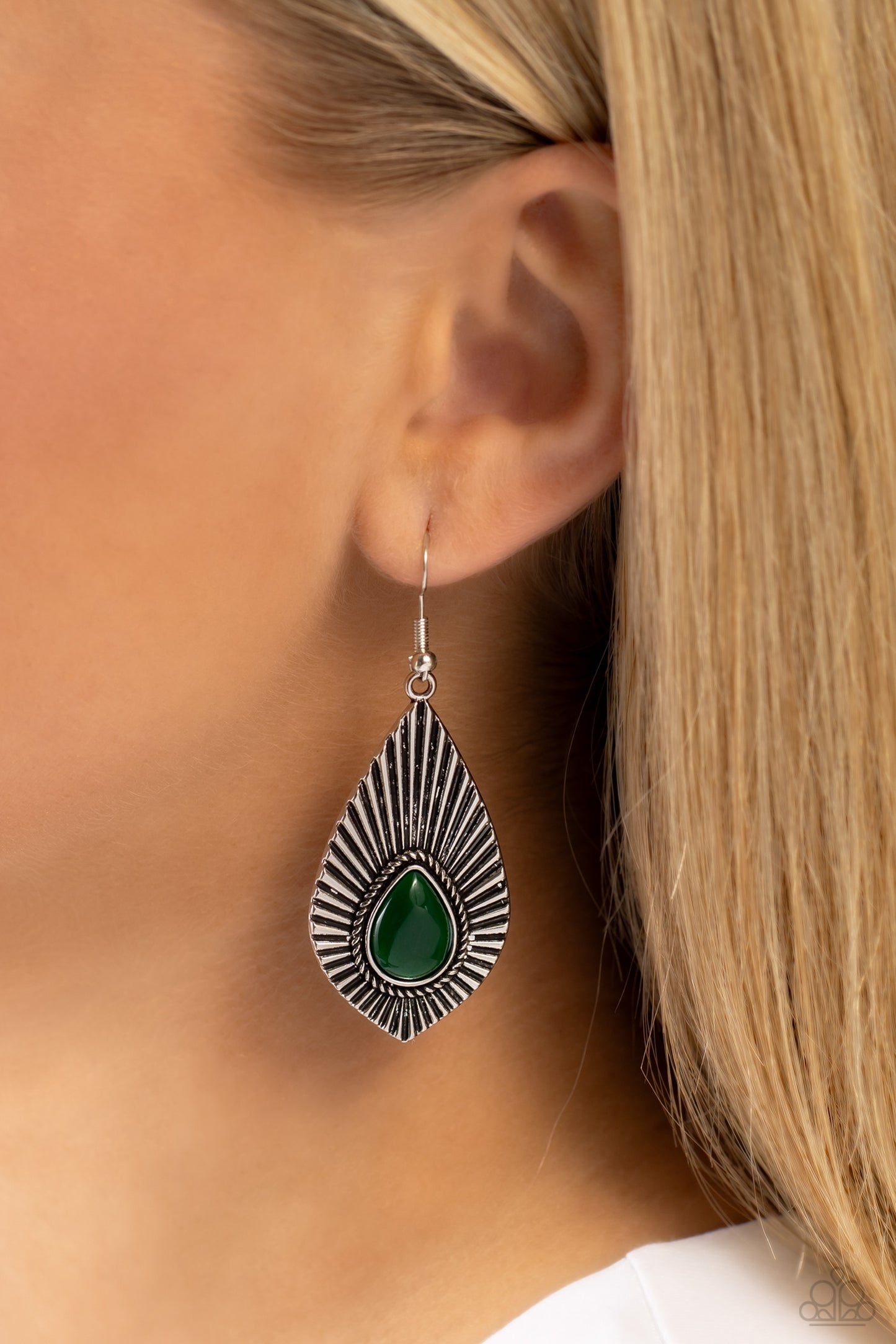 SOUL-ar Flare - Green Earrings- Paparazzi Accessories - Alies Bling Bar