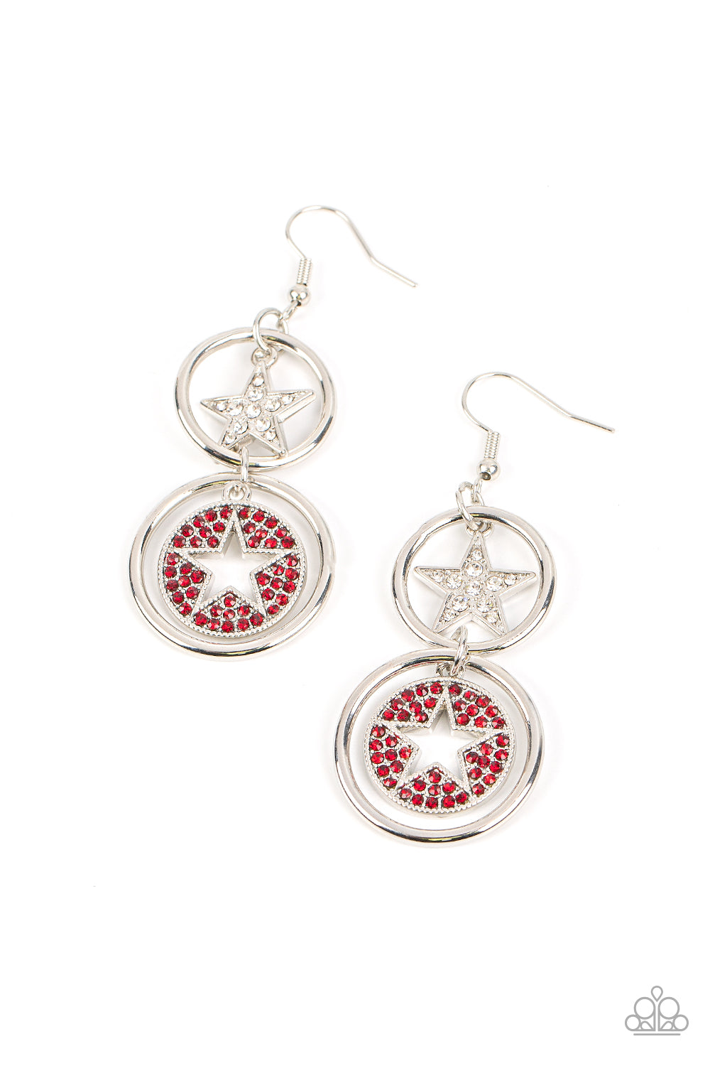 Paparazzi - Liberty and SPARKLE for All - Red Earrings - Alies Bling Bar