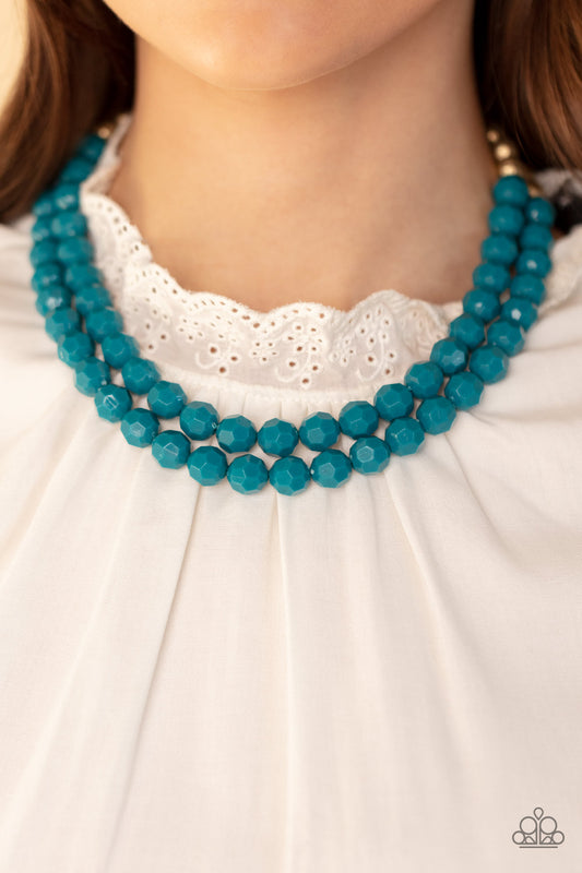 Greco Getaway - Blue Necklace -Paparazzi Accessories - Alies Bling Bar