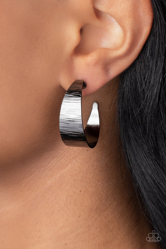 Lecture on Texture - Black Earrings - Paparazzi Accessories - Alies Bling Bar