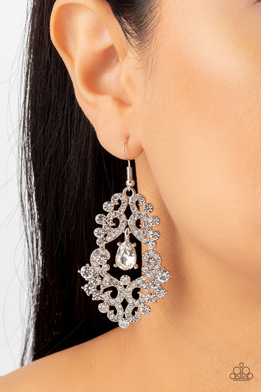 Sociable Sparkle - White Earrings - Paparazzi Accessories - Alies Bling Bar