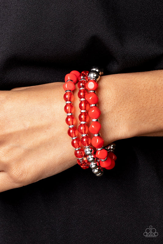 Summer Sabbatical - Red Bracelet - Paparazzi Accessories - Alies Bling Bar