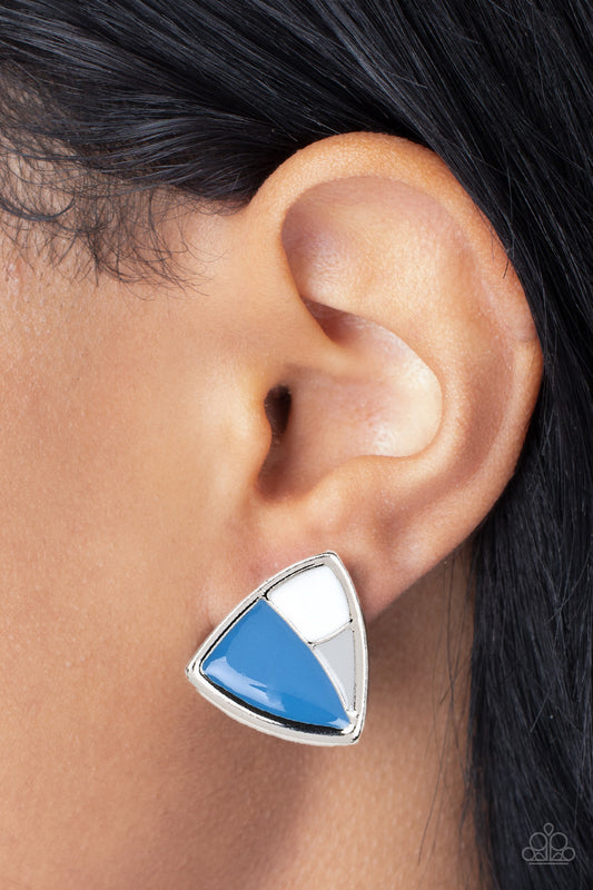 Kaleidoscopic Collision - Blue Earrings  - Paparazzi Accessories - Alies Bling Bar