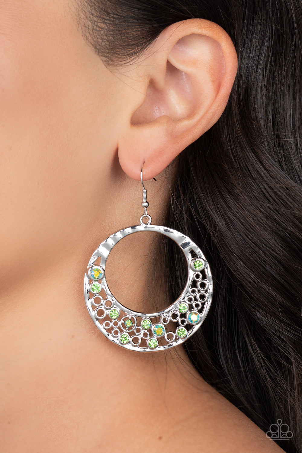 Enchanted Effervescence - Green Earrings - Paparazzi Accessories - Alies Bling Bar