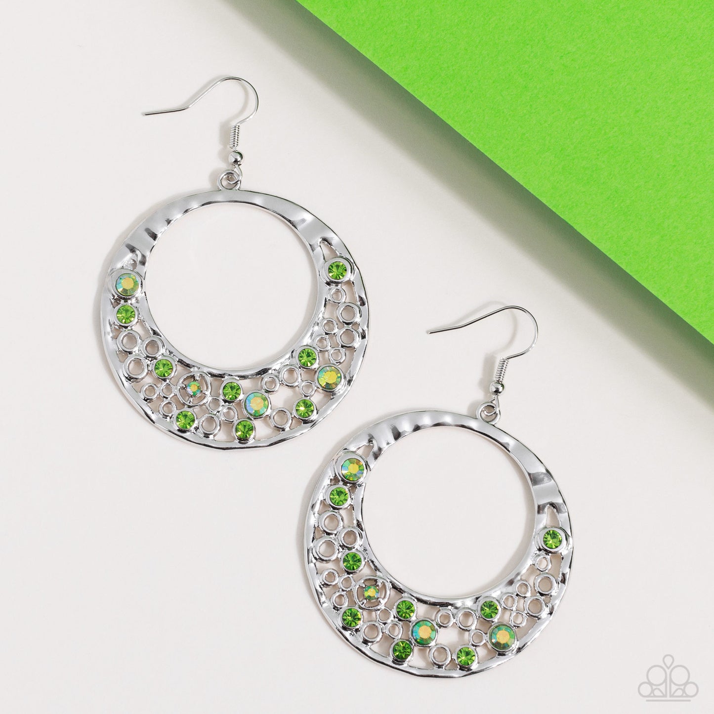 Enchanted Effervescence - Green Earrings - Paparazzi Accessories - Alies Bling Bar