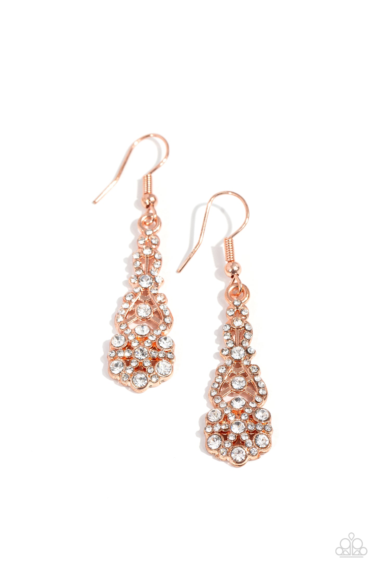 GLITZY on All Counts - Copper Earrings - Paparazzi Accessories - Alies Bling Bar