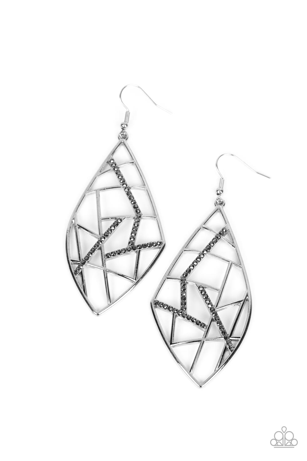 Geo Grid - Silver Earrings- Paparazzi Accessories - Alies Bling Bar