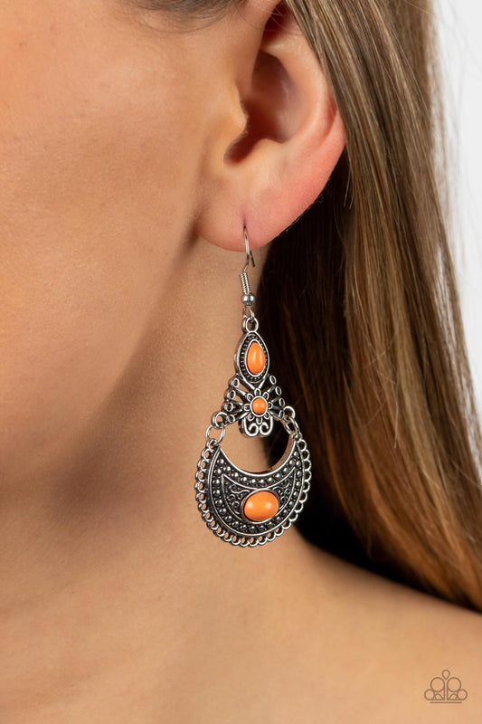 Sahara Samba - Orange Earrings- Paparazzi Accessories - Alies Bling Bar