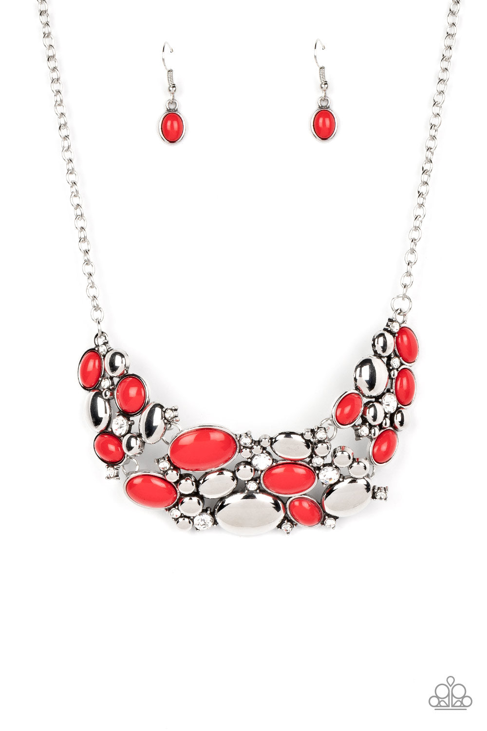 Contemporary Calamity - Red Necklace - Paparazzi Accessories - Alies Bling Bar