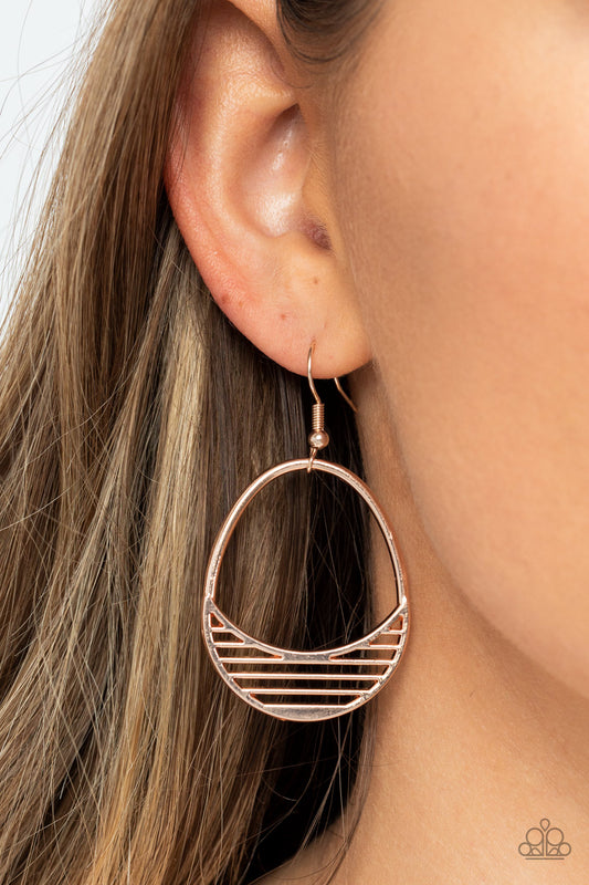 Segmented Shimmer - Rose Gold Earrings - Paparazzi Accessories - Alies Bling Bar