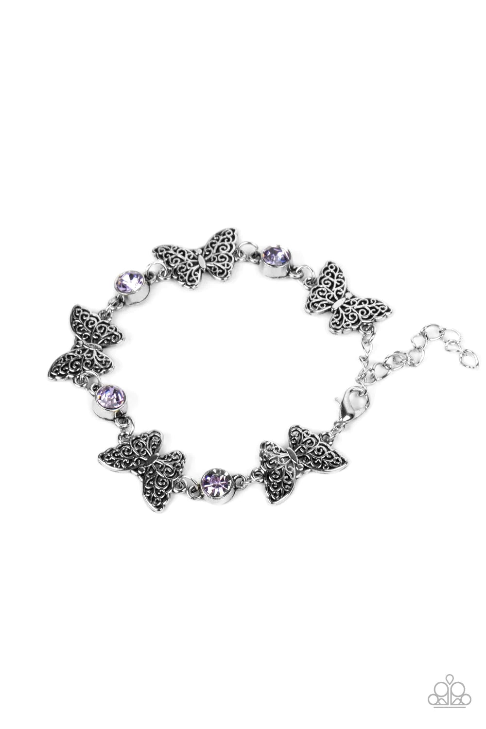 Paparazzi Has a WING to It - Purple Butterfly Bracelet - Alies Bling Bar