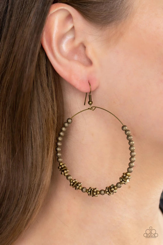 Simple Synchrony - Brass Earrings - Paparazzi Accessories - Alies Bling Bar