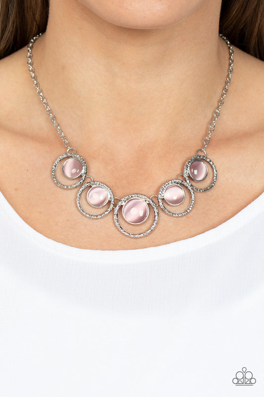 Elliptical Enchantment - Pink Necklace - Paparazzi Accessories - Alies Bling Bar