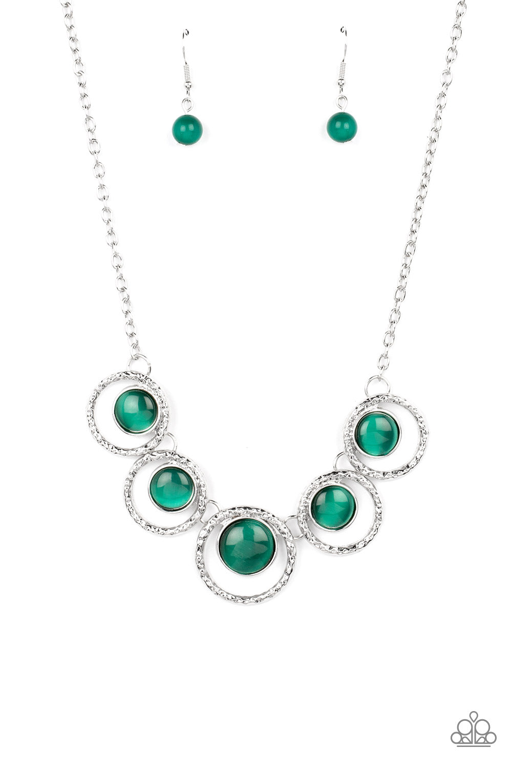 Elliptical Enchantment - Green Necklace - Paparazzi Accessories - Alies Bling Bar