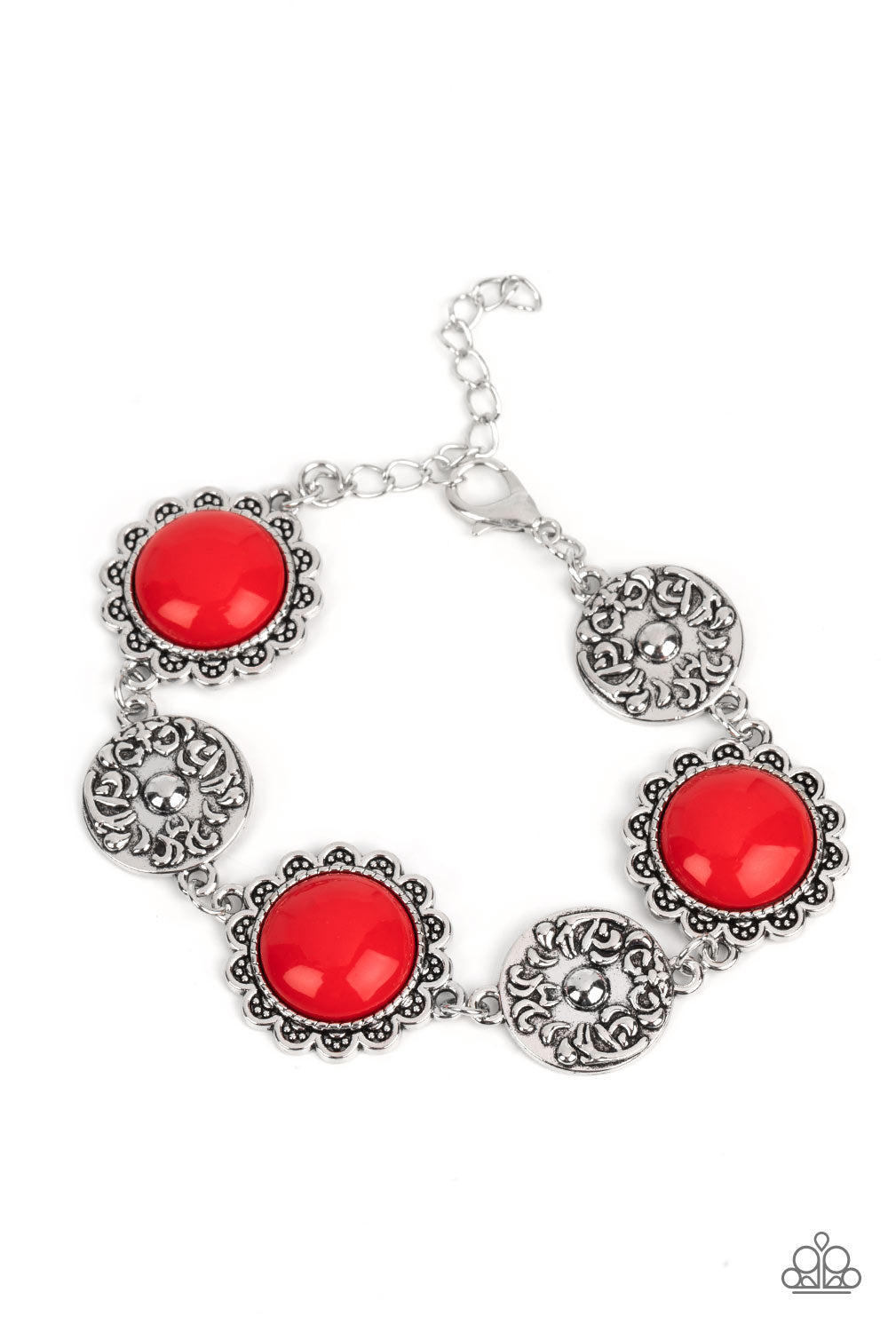 Positively Poppy - Red Bracelet  - Paparazzi Accessories - Alies Bling Bar