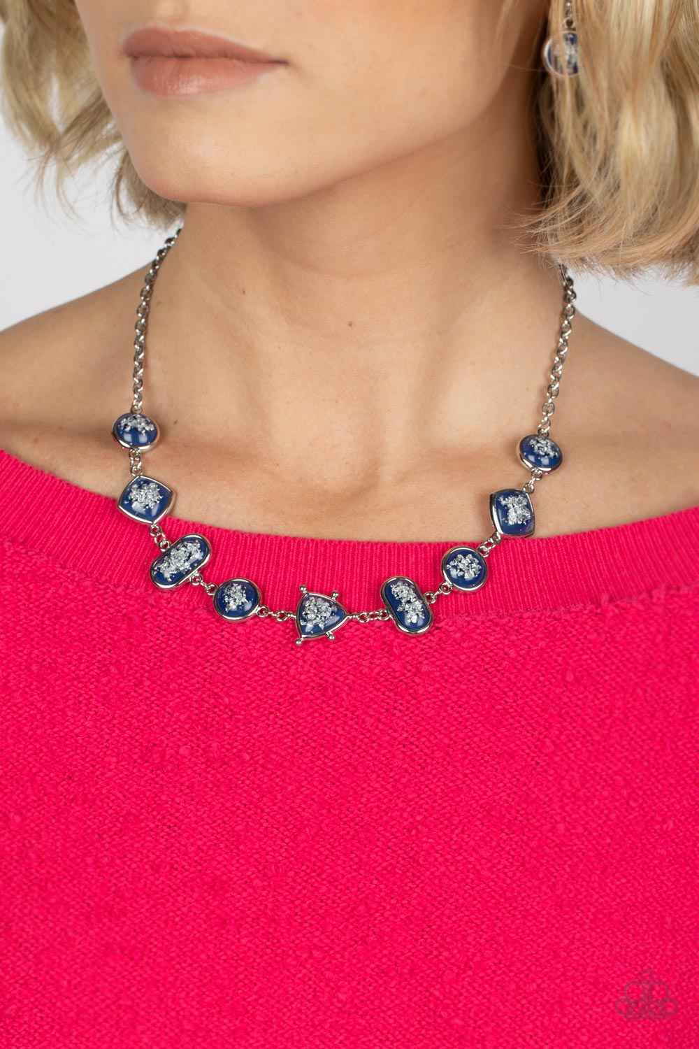 Fleek and Flecked - Blue Necklace -Paparazzi Accessories - Alies Bling Bar